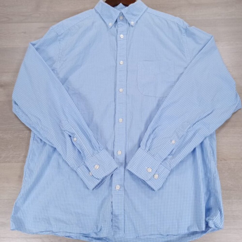 Charles Tyrwhitt Blue Gingham Check Shirt Men’s L Classic Fit Non-Iron